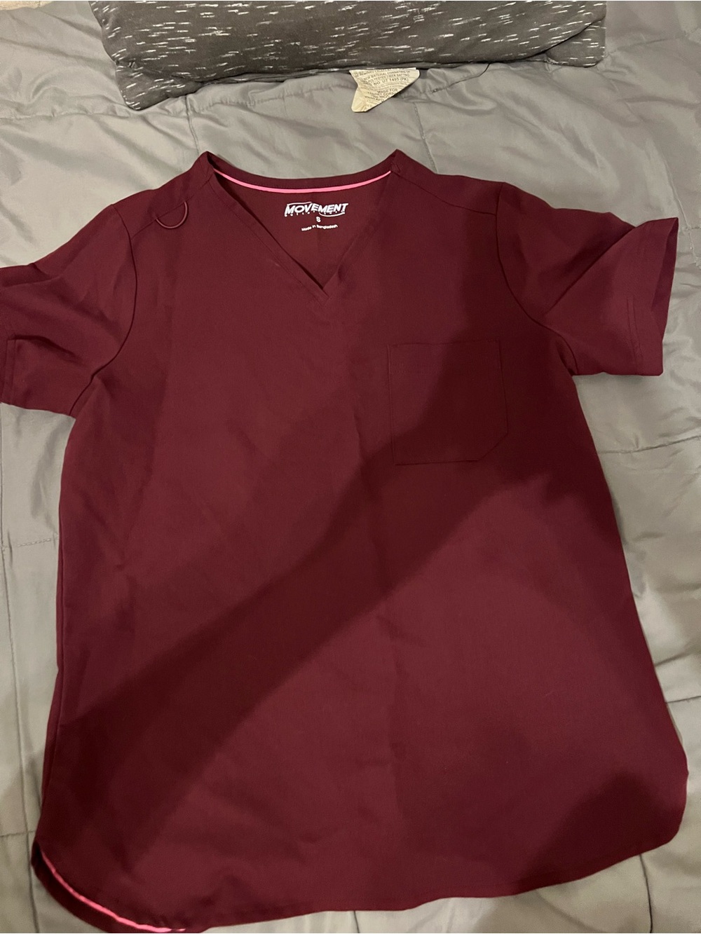 Movement by HeartSoul Maroon V-Neck Scrub Top and jogger bottoms healing